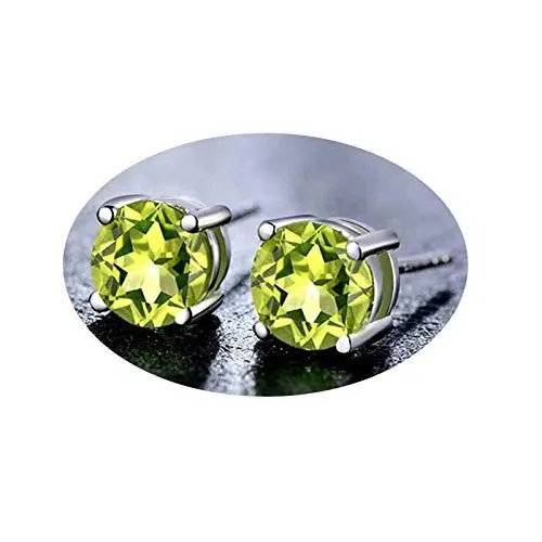 Produktbild: KnSam Silber Ohrringe 925 Mädchen Ohrringe Damen Echt Silber Peridot Ohrringe Damenohrstecker Glitzer Ohrstecker Grün Grün Peridot Grün Ohrringe