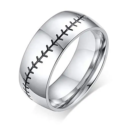 Produktbild: KnSam Trauring Silber Band Ring Herren Baseball Linie Für Herren Silber