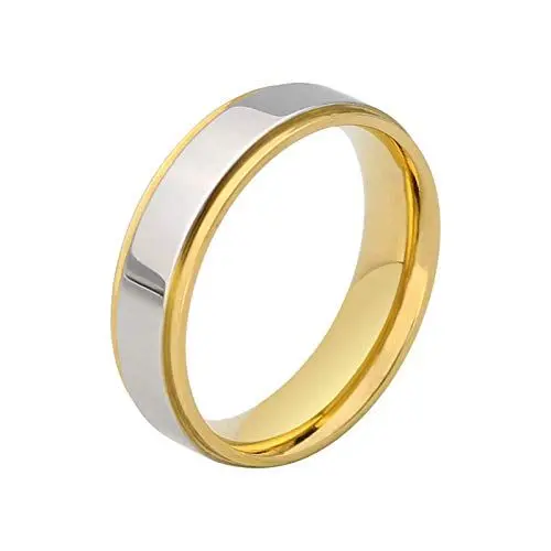 Produktbild: KnSam Verlobungsringe Herren Ring Silber Gold Damen Rund Poliert Aus Edelstahl Schmuck Für Unisex Gold Silber