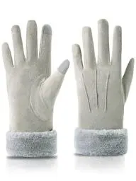 Produktbild: Knuffnee Damen Winter Handschuhe Fleece Gefütterte Handschuhe Warm Touchscreen Handschuh Grau L