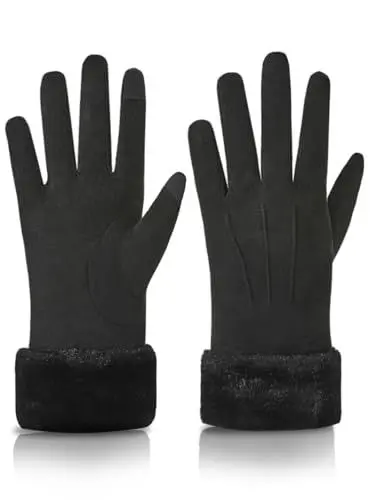 Produktbild: Knuffnee Damen Winter Handschuhe Fleece Gefütterte Handschuhe Warm Touchscreen Handschuh Schwarz M