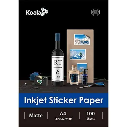 Produktbild: KOALA Inkjet Selbstklebendes/Klebriger Rücken weißes Matt Fotopapier, Etikettendruckpapier, A4, 100 Blatt