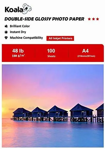 Produktbild: Koala Fotopapier für Tintenstrahldrucker, Doppelseitig, Glänzend, A4, 180 g/m², 100 Blatt. Geeignet zum Drucken von Fotos, Zertifikaten, Broschüren, Flyern, Faltblättern, Grußkarten, Kalendern, Kunst