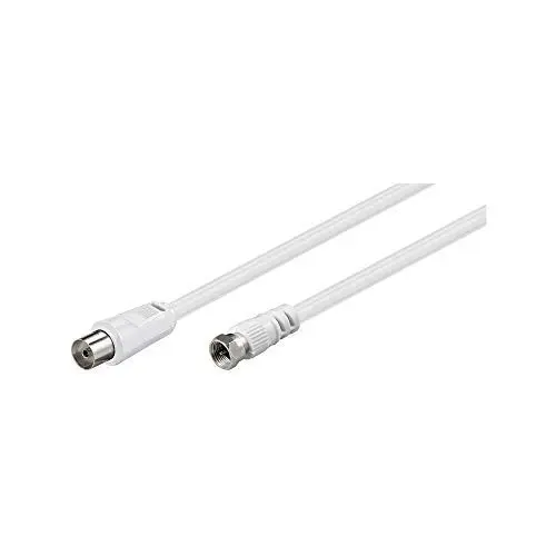 Produktbild: Koaxial/SAT Anschluss Kabel·· weiß, 2.5m·· F-Stecker > Koaxialkupplung