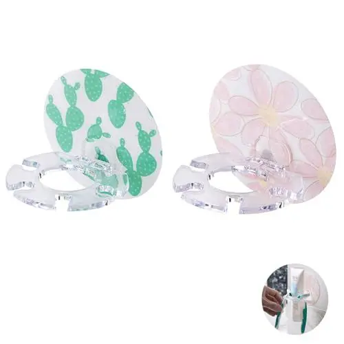 Produktbild: KOBOKO 2er Faltbar Zahnbürstenhalter, Zahnbürstenhalter Wand mit Mehrere Kartenfächer, Selbstklebend Halter Runden Zahnbürste, Halterung Zahnbürste für Wand Oder Glas-Universal, Rosa Grün