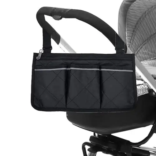 Produktbild: Koboko Kinderwagen Organizer,Tasche Kinderwagen, Stauraum mit Mehreren Taschen an Der Seite Des Kinderwagens,Verstellbar Schultergurten Reisetaschen für Windeln,Tücher(Schwarz)