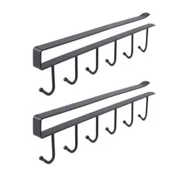 Produktbild: Koboko KOBOKOKOBOKO Tassenhalter, Schrankeinsatz Haken Ohne Bohren, Tassenhalter Schrank, Tassenregal, Haken für Küchenutensilien, Krawatten, Gürtel und Schals-polytherm Beschichtet-Schwarz
