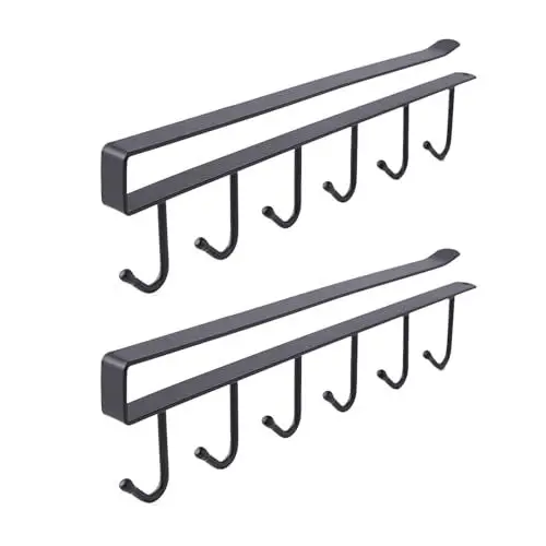 Produktbild: Koboko KOBOKOKOBOKO Tassenhalter, Schrankeinsatz Haken Ohne Bohren, Tassenhalter Schrank, Tassenregal, Haken für Küchenutensilien, Krawatten, Gürtel und Schals-polytherm Beschichtet-Schwarz