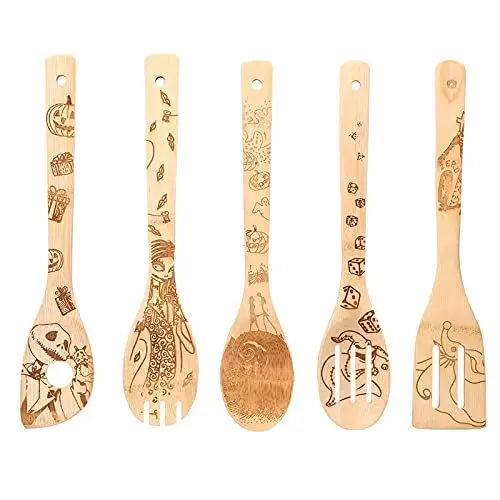 Produktbild: Snufeve6 Kochgeschirr-Löffel-Set, sicher umweltfreundlich Bambuslöffel Bambus robust für Zuhause zum Kochen Werkzeuge für Küchenzubehör für Restaurant