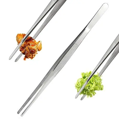 Produktbild: Kochpinzette Edelstahl, Küchenpinzette 30cm Lang, Grillpinzette, Pinzette Gerade Form Zum Kochen, Grillen und Backen