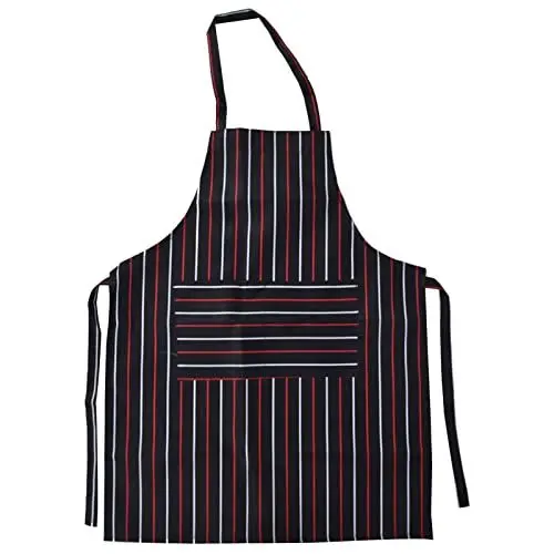 Produktbild: Kochschürze für die Küche, Latzschürze, Wasserdicht, Verstellbar, Kochschürze, Stilvoll, Gestreift, Kochschürze mit Zwei Taschen für Damen, Herren, Koch, Küche,(Rote und weiße Streifen)