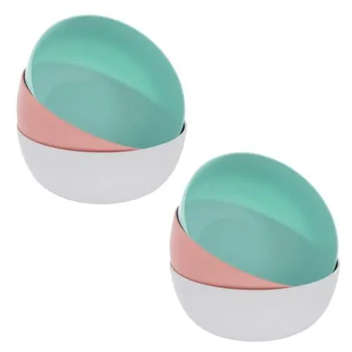 Produktbild: KOCKSHION 6 Stück Teiliges aus Kunststoffschalen für Salat und Suppe Lebensmittelechte Schalen Blau und Khaki für Drinnen und Draußen Stapelbar und Sicher