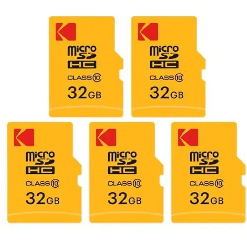 Produktbild: KODAK 5 Stück Micro-SDHC-Speicherkarten 32 GB mit Adapter – Hochgeschwindigkeits-Speicherlösung