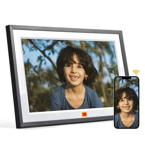 Produktbild: KODAK Digitaler Bilderrahmen 10 Zoll, WLAN Digitale Bilderrahmen, 32GB Speicher, IPS HD Touchscreen, Auto-Rotat, Smart Elektronischer Bilderrahmen Teilen Sie Fotos/Videos Sofort über Kostenlose App