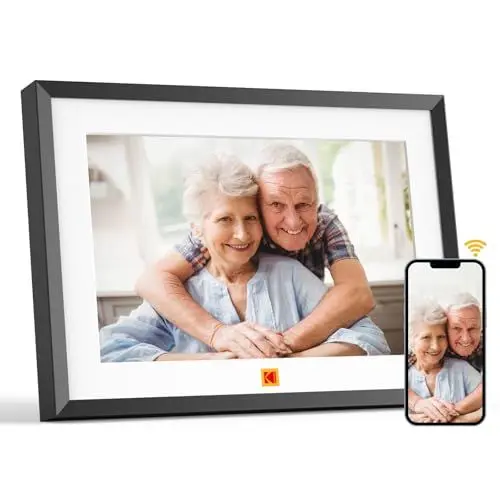 Produktbild: KODAK WLAN Digitaler Bilderrahmen 10 Zoll, IPS HD Touchscreen, 32GB Speicher, 1280x800 Smart Cloud Elektronischer Fotorahmem, Automatische Drehung, Fotos/Videoclips Sofort per E-Mail oder App Senden
