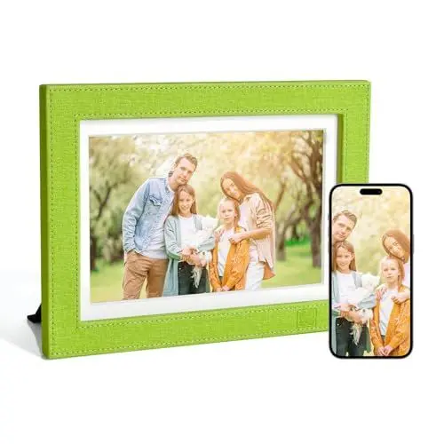Produktbild: KODAK Digitaler Bilderrahmen WLAN Digitale Bilderrahmen 8 Zoll mit 32 GB Speicher, Leder Elektronischer Bilderrahmen mit 2K IPS Touchscreen, Fotorahmen Digital Teilen Sie Foto, Video, Musik via App