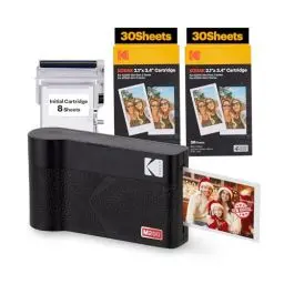 Produktbild: KODAK Mini 2 ERA 4PASS Mobiler Fotodrucker (5,3x8,6cm) Fotodrucker + 8 Blatt im Lieferumfang enthalten + 60-Blatt-Patrone, Schwarz