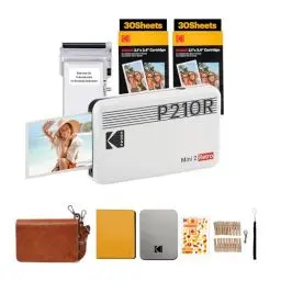 Produktbild: KODAK Mini 2 Retro 4PASS Mobiler Fotodrucker (5,3x8,6cm) - Gift Paket met 68 Blatts, Weiß