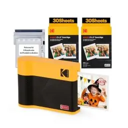 Produktbild: KODAK Mini 3 ERA 4PASS Mobiler Fotodrucker (7,6x7,6cm) Fotodrucker + 8 Blatt im Lieferumfang enthalten + 60-Blatt-Patrone, Gelb