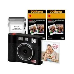 Produktbild: KODAK Mini Shot 3 ERA 4PASS 2-in-1 Sofortbildkamera und Fotodrucker (7,6x7,6cm) Sofortbildkamera + 8 Blatt im Lieferumfang enthalten + 60-Blatt-Patrone, Schwarz