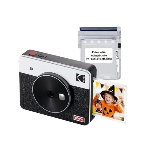 Produktbild: KODAK Mini Shot 3 Retro 4PASS 2-in-1 Sofortbildkamera und Fotodrucker (7,6x7,6cm) + 8 Blatts, Weiß