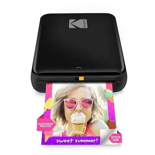 Produktbild: KODAK Step Sofort-Smartphone-Fotodrucker - Tragbarer Mini-Farb-Mobilfotodrucker - Zink 2x3” Klebefotos - Bluetooth-kompatibel mit iOS- & Android-Geräten - Spaßige Bearbeitungs-App - Schwarz