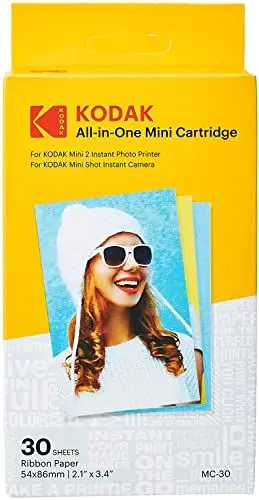 Produktbild: Kodak NEU Mini Fotodruckerpatrone MC – All-in-One Papier und Farbtintenpatrone Nachfüllung – 30er Pack - KOMPATIBEL mit Mini Shot Kamera, Mini 2 Drucker