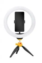 Produktbild: KODAK LED Selfie Ring Light – Stativ, für Smartphones, 25 cm Durchmesser, mit einstellbarer Helligkeit und Farbtemperatur, 1600 Lumen, ideal für Instagram, Snapchat, TikTok und mehr – Weiß