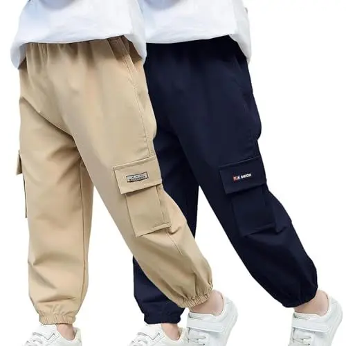 Produktbild: KODMNSW 2er Pack Cargohose Jungen Jogginghose Sporthose Trainingshose Arbeitshose Kinder Baggy Pants Sweatpants Sommer Hose Freizeithose Jungs 2-13 Jahre Marine 5 Jahre