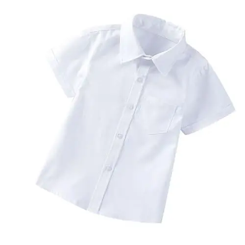 Produktbild: KODMNSW Hemd Jungen Kurzarmhemd Gentleman Sommerhemd Klassisch Kurzarm Hemden Freizeithemd Stehkragenhemd Sommer Oberteile für Teenager Jungs 2-14 Jahre Weiß 4 Jahre