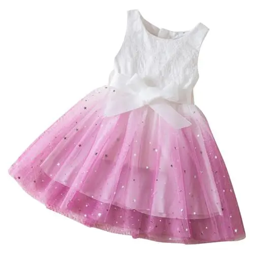 Produktbild: KODMNSW Kleid Mädchen Sommerkleid Tüllkleid Festliche Kleider 3-8 Jahre Partykleid Pailletten Kinderkleider Farbverlauf Süße Freizeitkleid Kinder Kleidung Lila 5 Jahre
