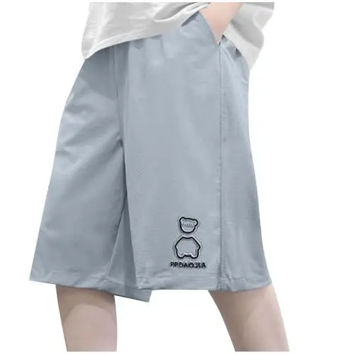Produktbild: KODMNSW Kurze Hosen Jungen Sommer Freizeit Bermuda Shorts Sporthose Laufshorts Bequem Leichte Sommerhose Kinder Arbeitshose Kinder-outdoorhosen 5-14 Jahre Grau 5 Jahre