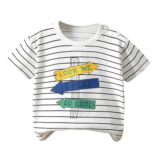 Produktbild: KODMNSW Tshirt Jungen Baumwolle Shirt Sommer Tee Top Kurzarm T-Shirt 0-7 Jahre Bequem Oberteile Casual Rundhals Kinder Kleidung Atmungsaktive Sportshirt für Baby-Jungen Weiß 90-100