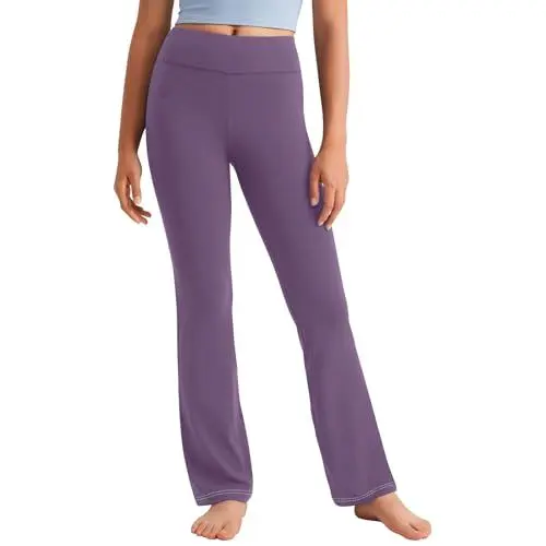 Produktbild: KODMNSW Yoga Leggings Mädchen Sporthose Yogahose High Waist Straight Leg Hosen Stretch-Leggings Dehnbar Freizeit Hose Einfarbig Kinder Pants für 2-13 Jahre Lila 4 Jahre