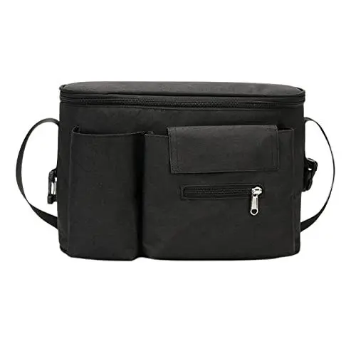 Produktbild: König Design Kinderwagen Organizer Kinderwagentasche Buggy Tasche Getränkehalter Wickeltasche (Schwarz)
