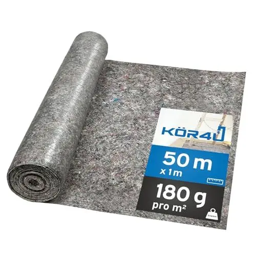 Produktbild: kör4u Malervlies 50m, 180g Abdeckvlies – Staubdichtes, Rutschfestes Malervlies für Renovierungen, Umzüge und Heimwerkerprojekte