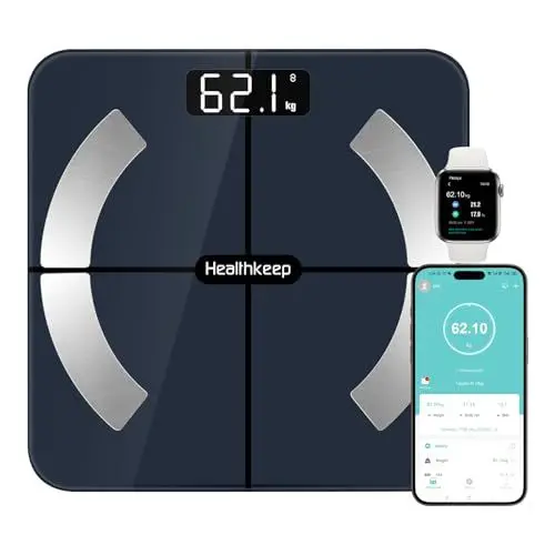 Produktbild: Körperfettwaage, Bluetooth Personenwaage mit App, Smart Digitale Waage für Körperfett, BMI, Gewicht, Muskelmasse, Wasser, Protein, Skelettmuskel, Knochengewicht, BMR, Schwarz