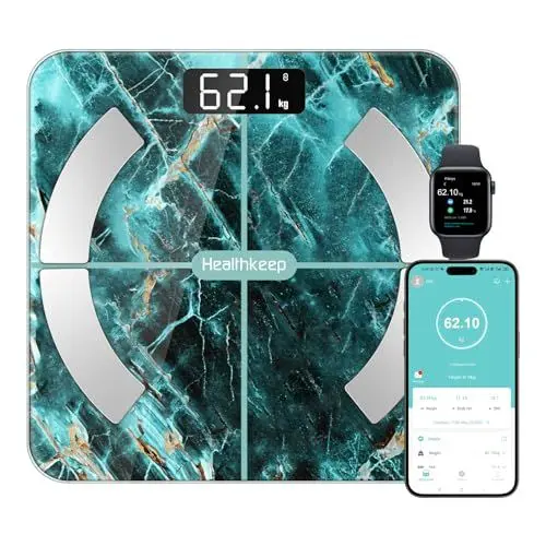 Produktbild: Körperfettwaage, Digitale Personenwaagen mit APP, Bluetooth Waage für Körperfett, BMI, Gewicht, Muskelmasse, Wasser, Protein, Skelettmuskel, Knochengewicht, BMR, usw.