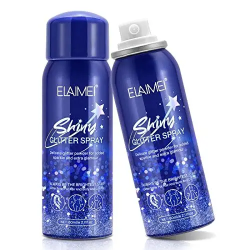 Produktbild: Körperglitzer,Body Glitter Spray, 60ml schnell trockenes wasserdichtes glänzendes Glitzerspray, Für Haut, Gesicht, Haare und Kleidung(2PCS)