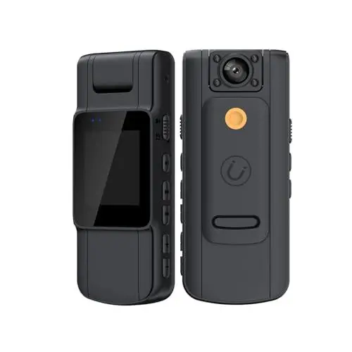 Produktbild: Körperkamera-Videorecorder, 1080P Tragbare Polizei-Körperkamera mit Nachtsicht, Kleine Tragbare Kamera mit 180° Drehbarem Objektiv und Clip für Polizeibeamte