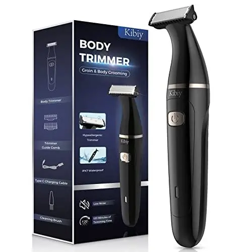 Produktbild: Körperrasierer Herren Elektrisch, Kibiy Bodygroom für Gesicht und Körper, IPX7 Wasserdichter Barttrimmer Herren mit Führungskämme, Profi Rasierer Herren Elektrisch für Ganzkörperpflege, Typ-C