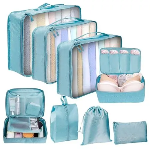 Produktbild: Koffer Organizer, 8 Teilig Packing Cubes, Packwürfel, Koffer Organizer Set, Kofferorganizer, Travel Organizer, Organizerkoffer, Packtaschen für Koffer (Hellgrün)