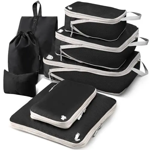 Produktbild: Koffer Organizer Packing Cubes Compression 8 Stück, Wasserdicht PackwüRfel Koffer Organizer Set,Travel Essentials Kofferorganizer FüR HandgepäCk Koffer Und Rucksack