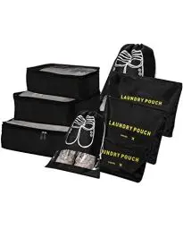 Produktbild: Koffer Organizer Reise Kleidertaschen,8-in-1 koffer Organizer Set,Packing Cubes,Packwürfel,Kofferorganizer Packtaschen Reisegepäck,für Kleidung Schuhe Unterwäsche Kosmetik (Schwarz)