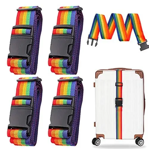Produktbild: Koffergurt Kofferband Gurt Koffergurte Kofferbänder Gurte Koffergürtel Luggage Strap Koffer Gurtband Packriemen Gepäckgurt Kreuzgurt Bag Band Straps, 4 Stück Mehrfarbig