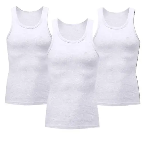 Produktbild: KOG 3er Pack Unterhemd Herren Tank Top Sport Tanktop Sommer Muskelshirt Ärmelloses Oberteil Einfarbige T-Shirt Fitness Baumwolle Shirt Tshirt Basic Shirts Weiß L