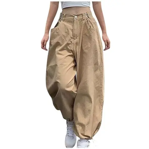 Produktbild: KOG Amazon Basics Hosen Damen Cargo Hose Casual Sommerhose Baumwolle Mode Cargohose Frauen Jogginghose Musselin Outdoor Hose Rote Freizeithose Kurzgrößen Camouflage Hose Angebote Khaki XL