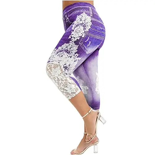 Produktbild: KOG Amazon Basics Leggings für Damen High Waist Leggins Elegant Leggings Push up Sexy Fitnesshose Frauen Jogginghose Mode Motiv Tanzhose Leicht Yogahose Oversize Trekkinghose Prime Lila L