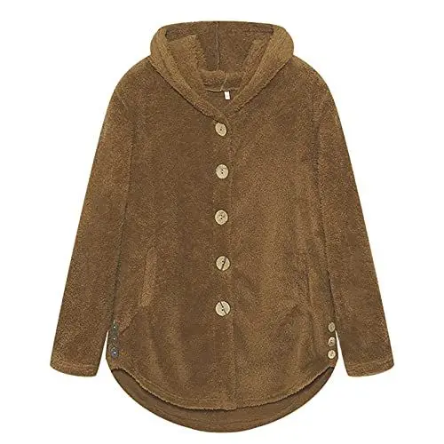 Produktbild: KOG Fleecejacke Damen Jacke Winter Fleecejacken Teddyjacke Einfarbig Kleidung Frau Hoodie Winterjacke Gutschein Cordjacke Teenager Mädchen Dufflecoat Baumwolle Amazon Gutschein Gelb XXL