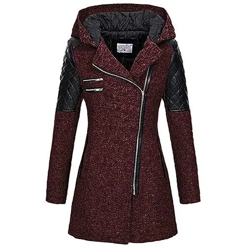 Produktbild: KOG Fleecejacke Damen Winterjacke Elegant Vliesjacke Cordjacke Einfarbige Kleidung Teenager Mädchen Pullover Jacke Sale Damen Daunenmantel Baumwolle Damen Tshirt Sale Rot L